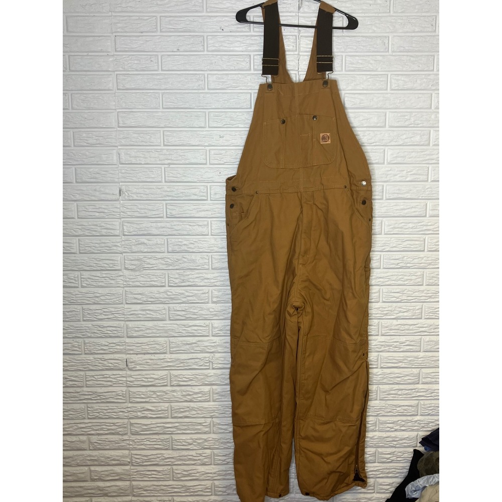 Berne Duck Canvas Overalls Mens XL regular Brown Good Insulated Workwear Bibs